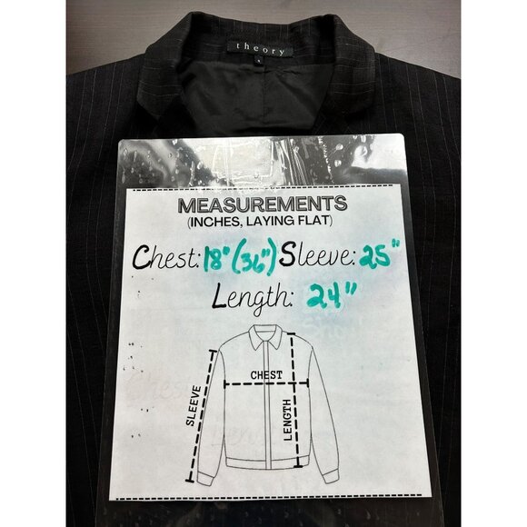 THEORY Gabe-Style Linen Blend Pinstripe Blazer Made in USA Size 4 MSRP‎ $395 - Picture 6 of 9